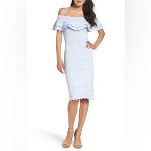 Eliza J off the shoulder ruffle sheath dress size Small
